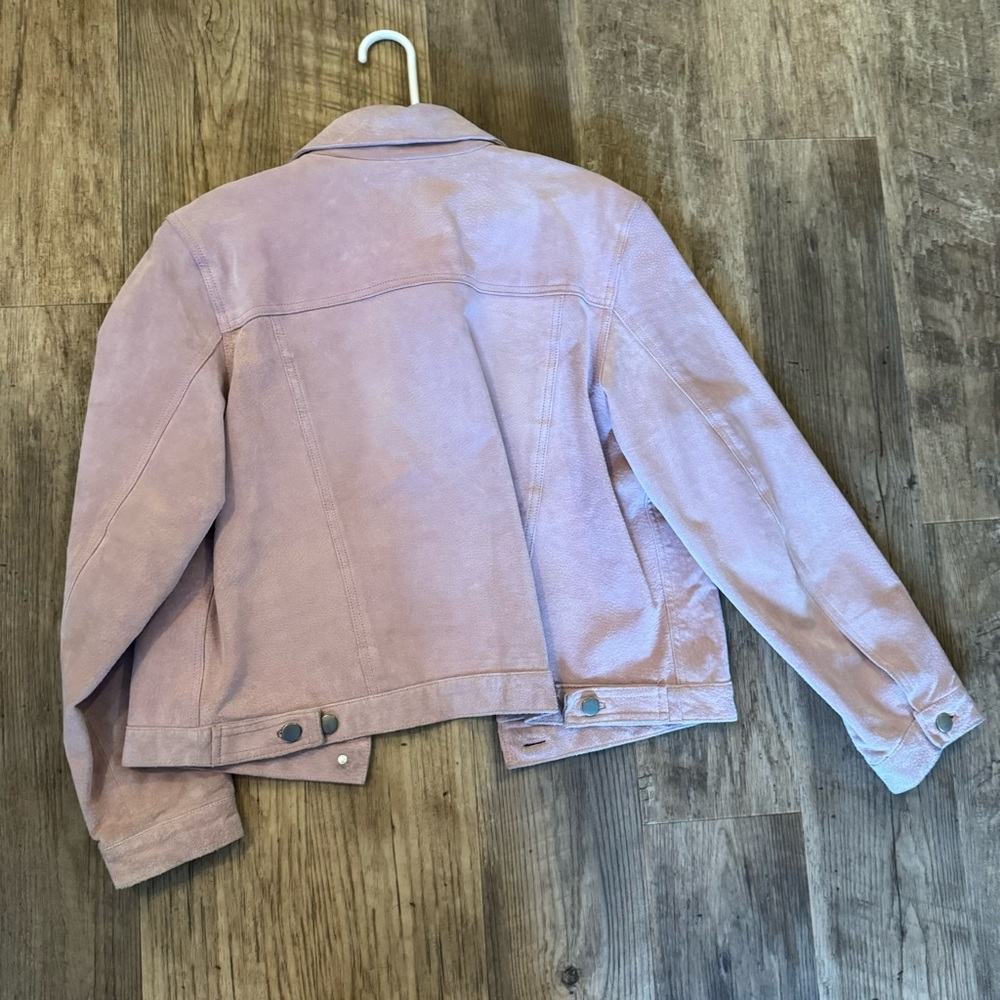 Light Pink Suede Button Front Jacket - image 2